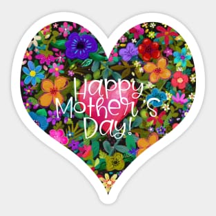 Happy Mother's Day Heart Shape Boho Flowers by Cherie(c)2021 Sticker